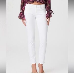 PAIGE “Hoxton Ankle” White High Waist Skinny Jeans
